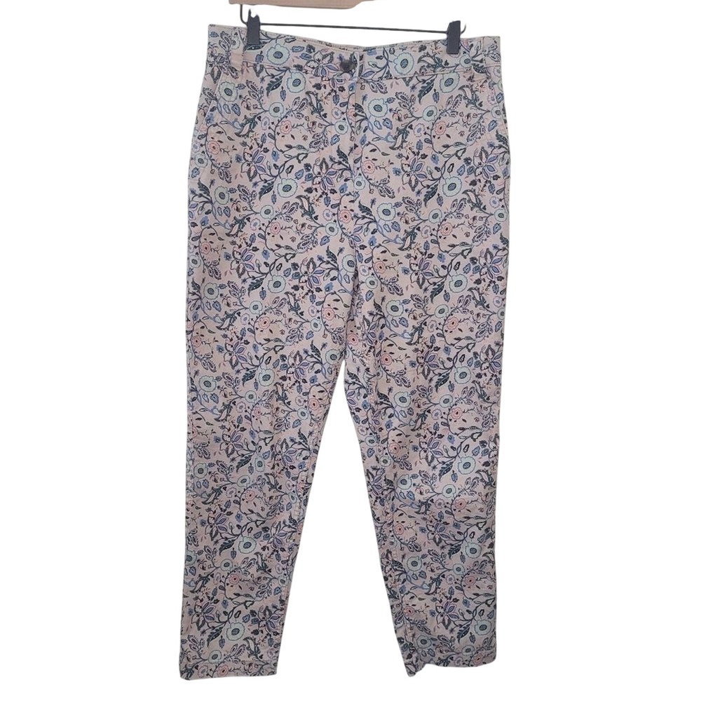 Boden Richmond 7/8 Trousers Pink Floral Paisley Slim Crop‎ Pants US 10R UK 14R